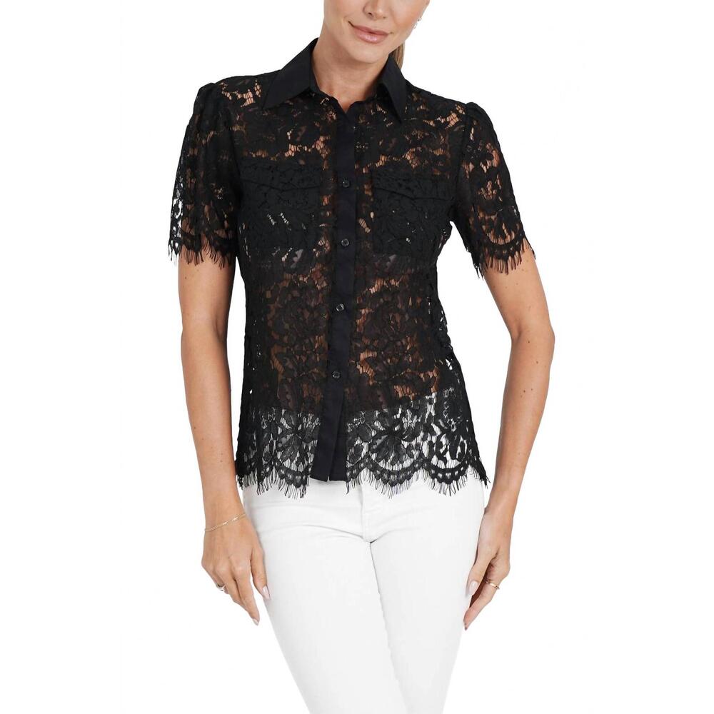 NEW LOVE TOKEN mel lace top in black